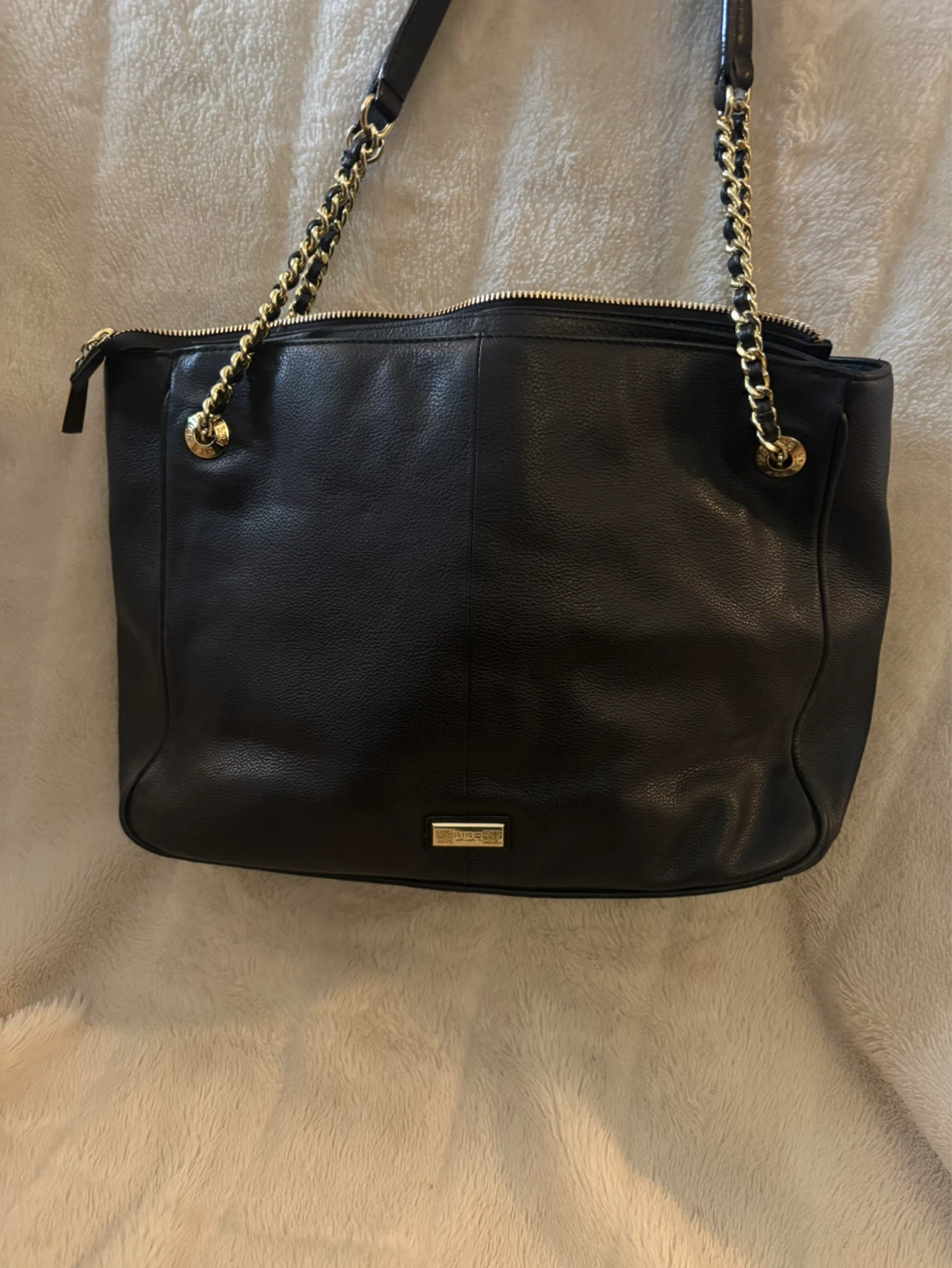 Biba Black Leather Shoulder Bag with Gold Chain - photo 2