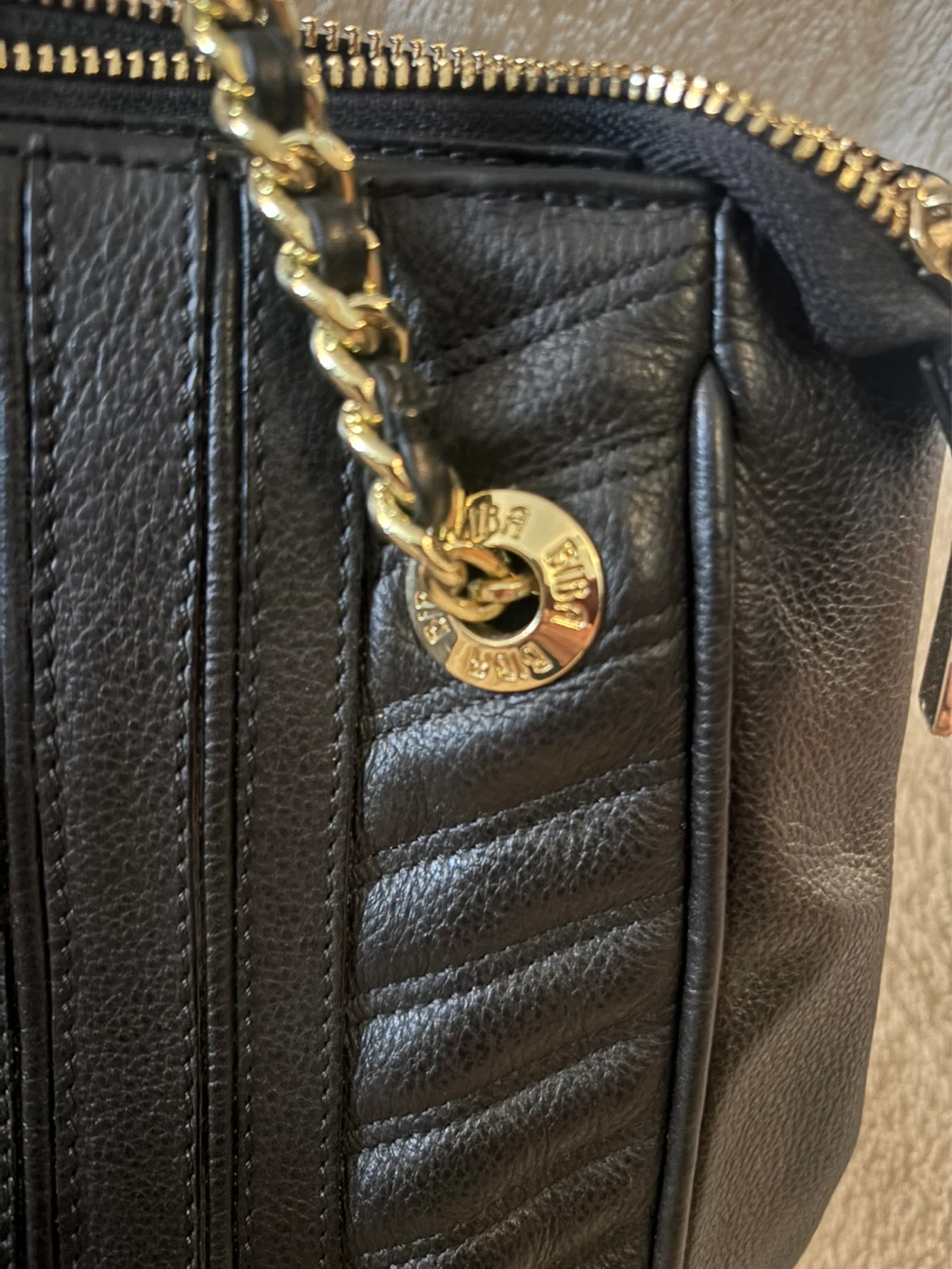Biba Black Leather Shoulder Bag with Gold Chain - photo 5