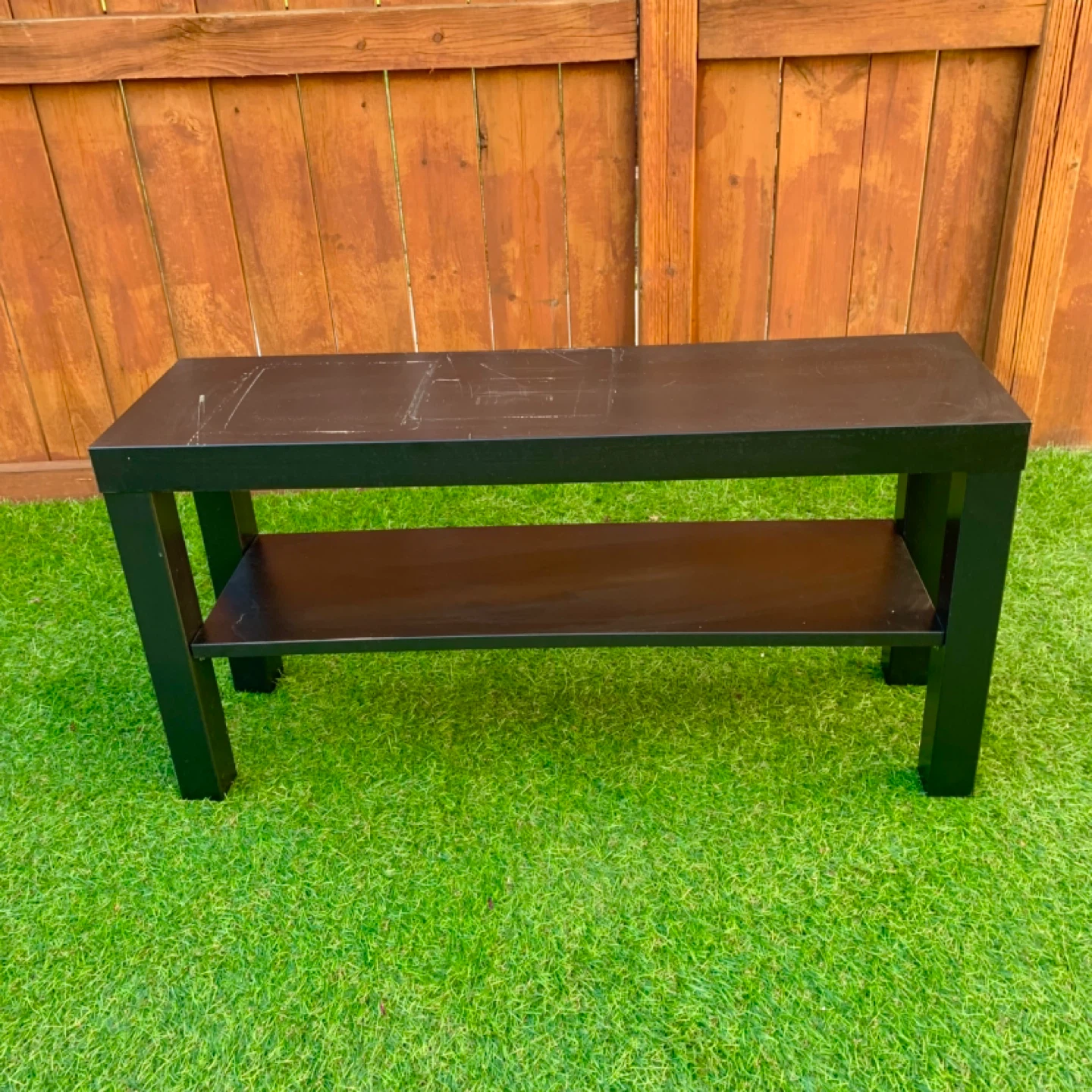 Console Table TV Stand Black 2 Tier Storage Furniture Shelf - photo 2