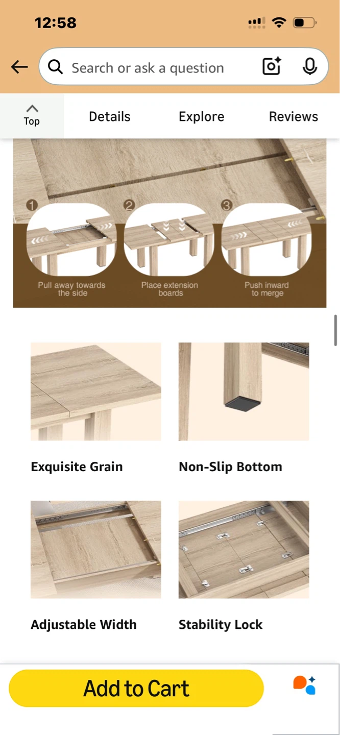 Vabches Extendable Dining Table - Oak, 55"-78" - photo 5