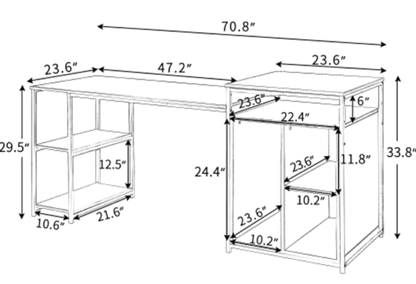 Rustic Wood Grain Computer Desk with Shelving - photo 2
