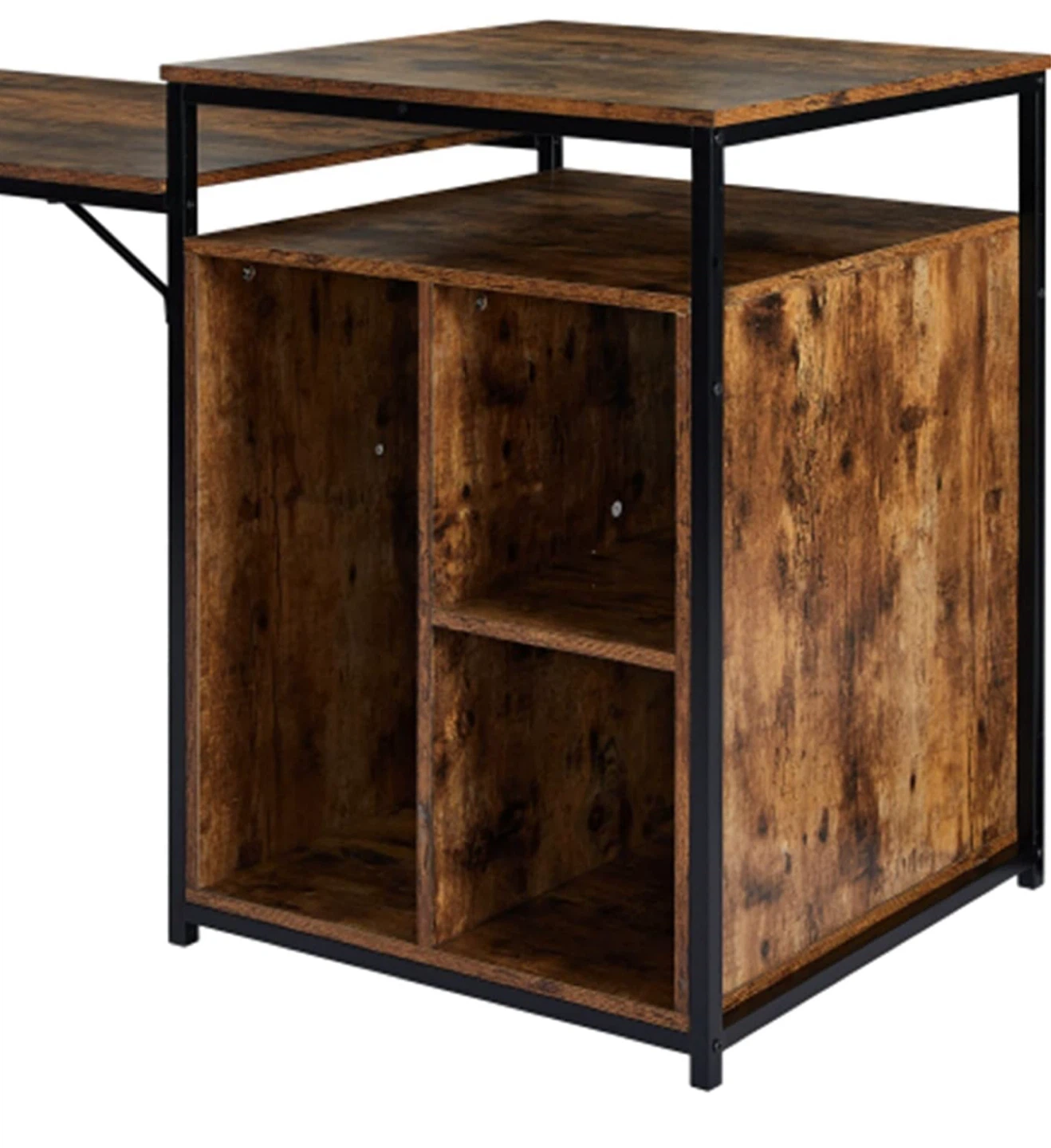 Rustic Wood Grain Computer Desk with Shelving - photo 3