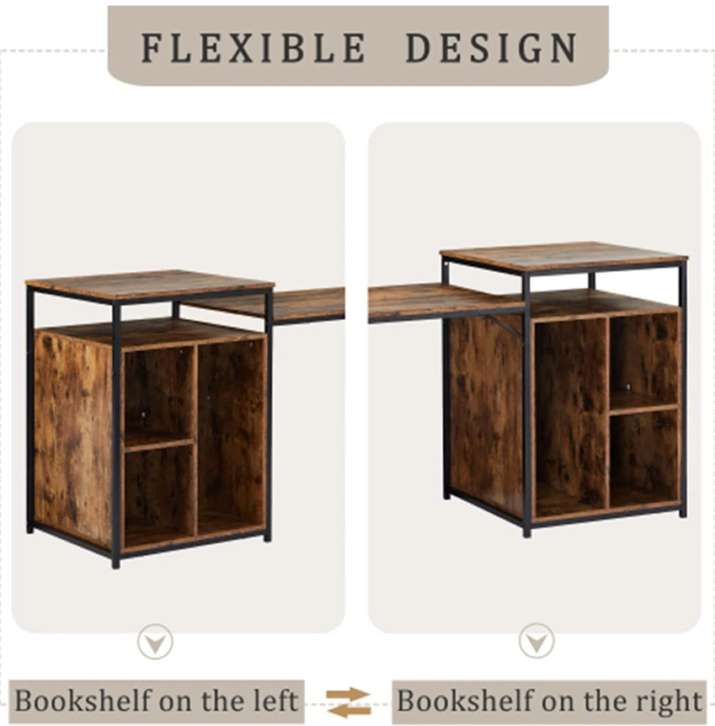 Rustic Wood Grain Computer Desk with Shelving - photo 5
