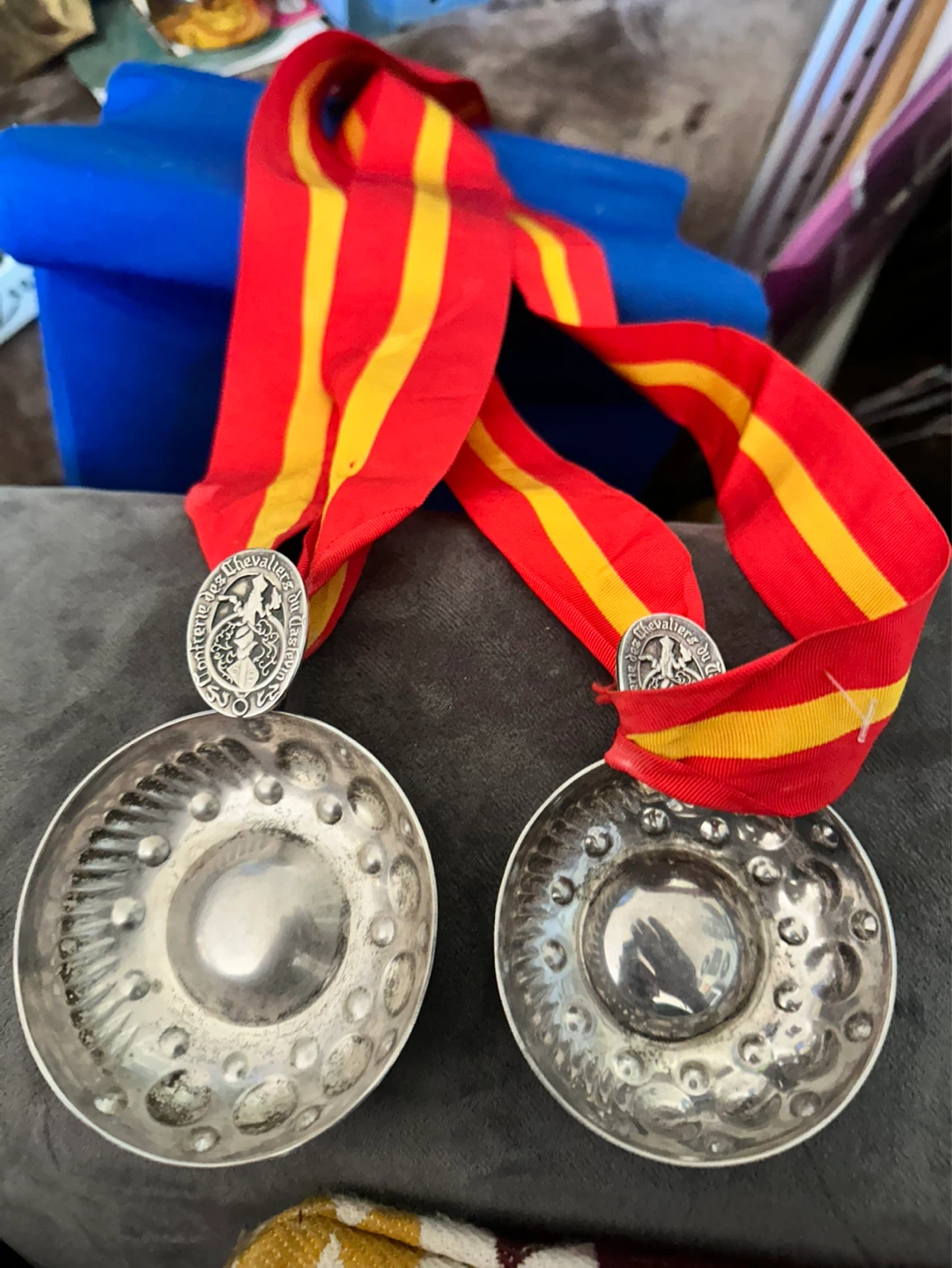 2 French CONFRERIE DES CHEVALIERS DU TASTEVIN Wine Taster cups
