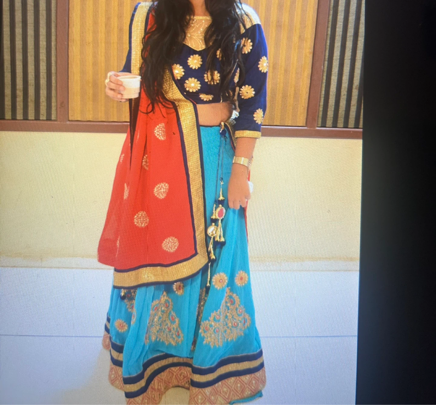 Indian Outift-  Blue and Red Lehenga Choli Set - photo 4