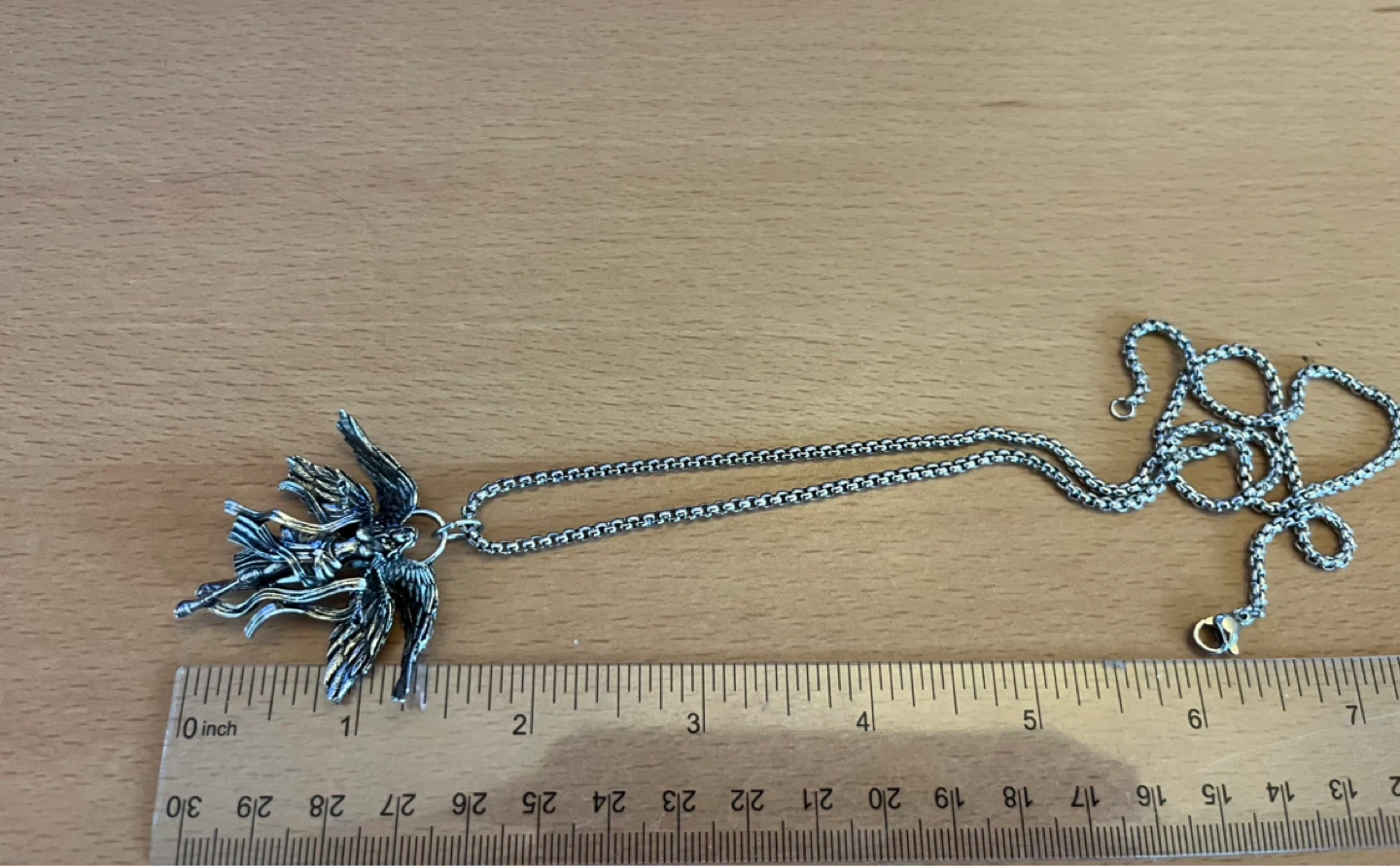 Angel Pendant Necklace. Silver plated - photo 3