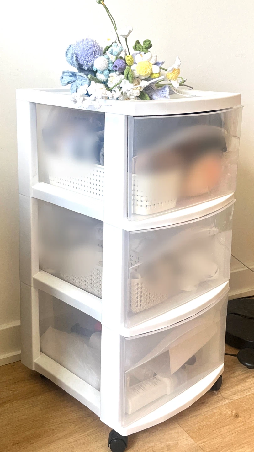 White 3-Drawer Storage Cart with Wheels