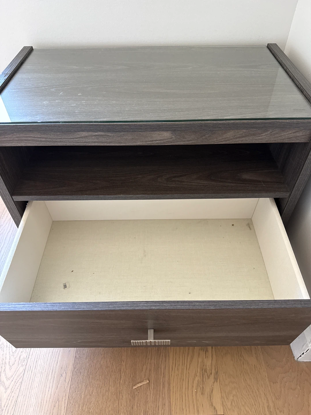 Modern Nightstand with Drawer and Glass Top - photo 2