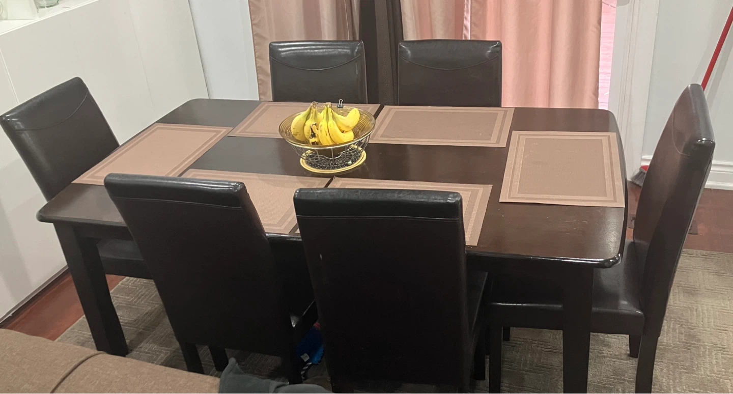 Dark Brown Dining Table with 6 Chairs - photo 3