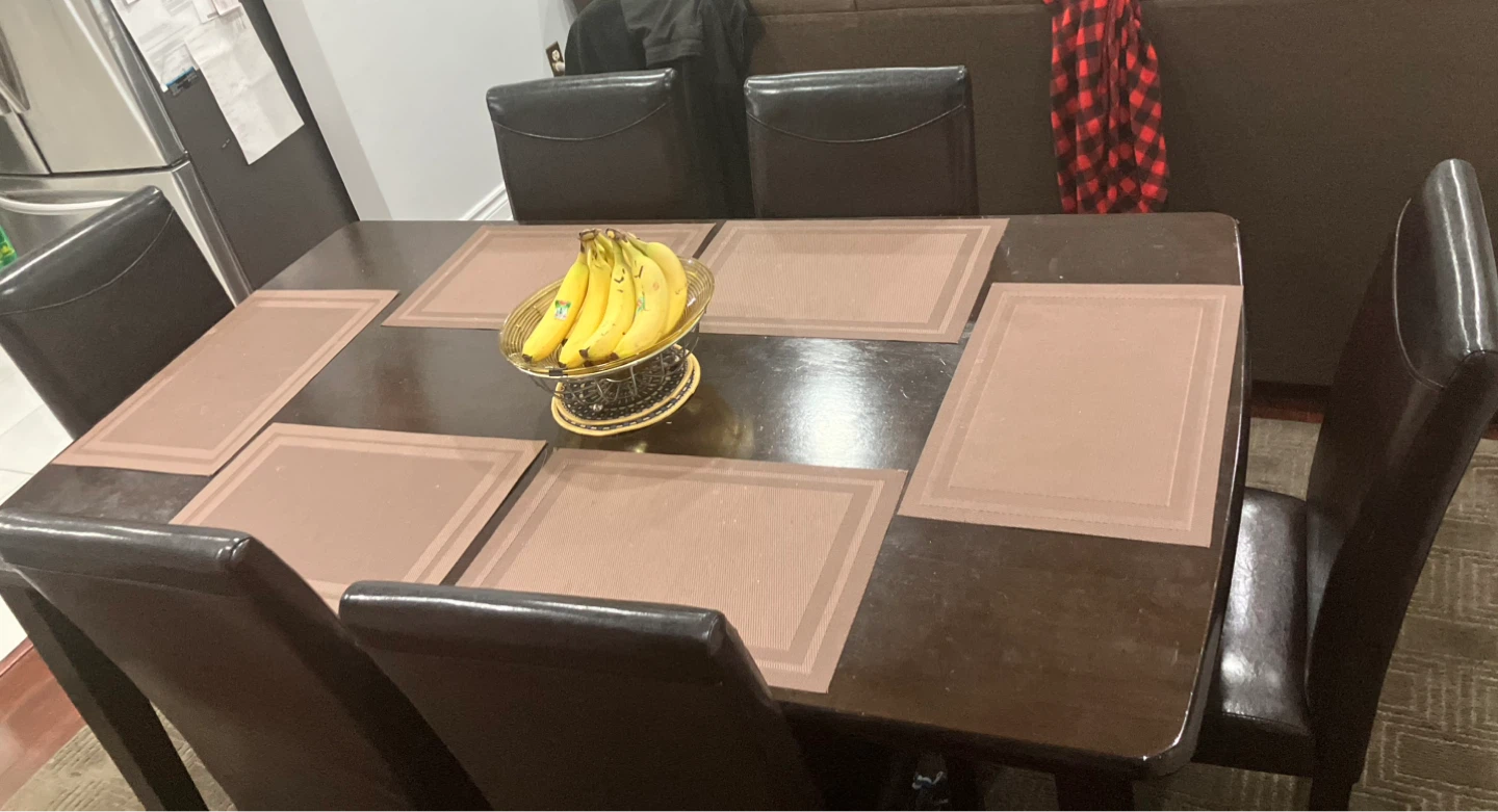 Dark Brown Dining Table with 6 Chairs