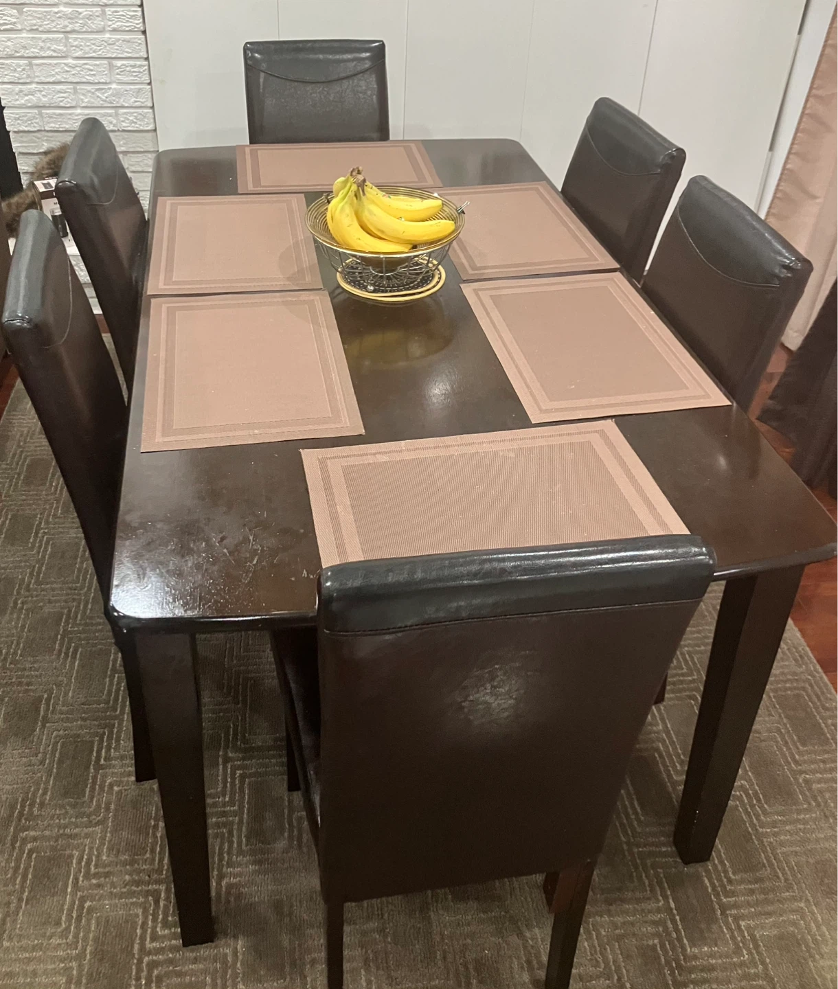 Dark Brown Dining Table with 6 Chairs - photo 4