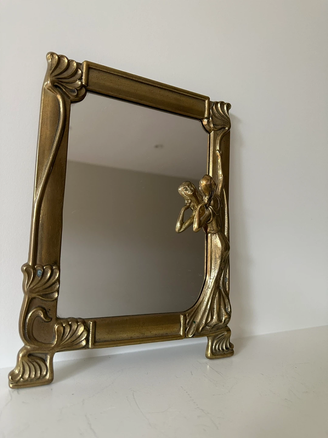 Ornate Gold Art Nouveau Style Tabletop Mirror - photo 4