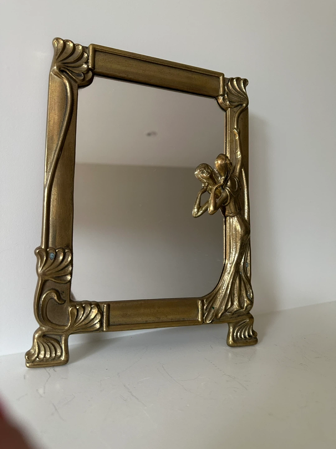 Ornate Gold Art Nouveau Style Tabletop Mirror - photo 3