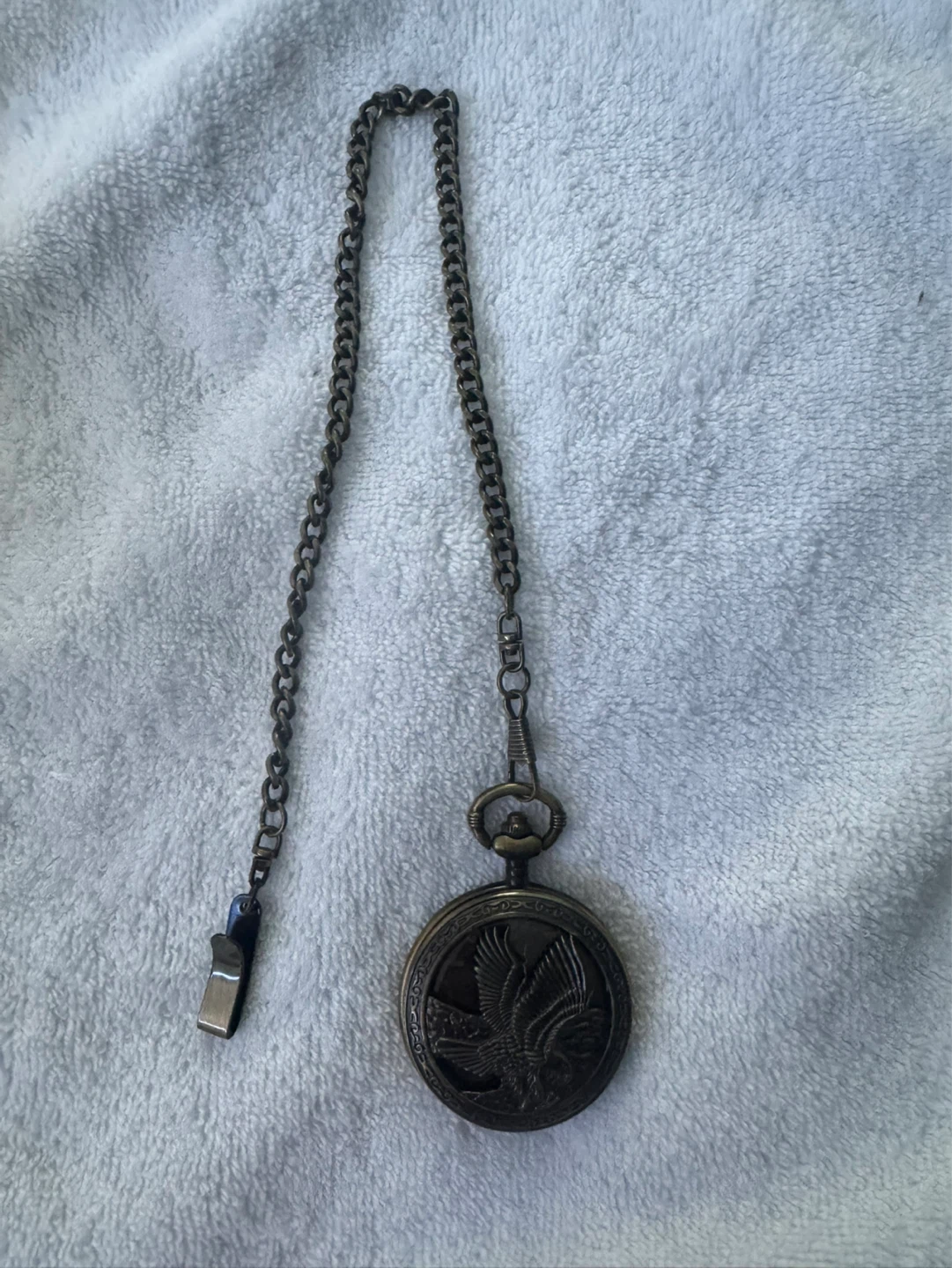 Bronze Eagle Pocket Watch with Chain