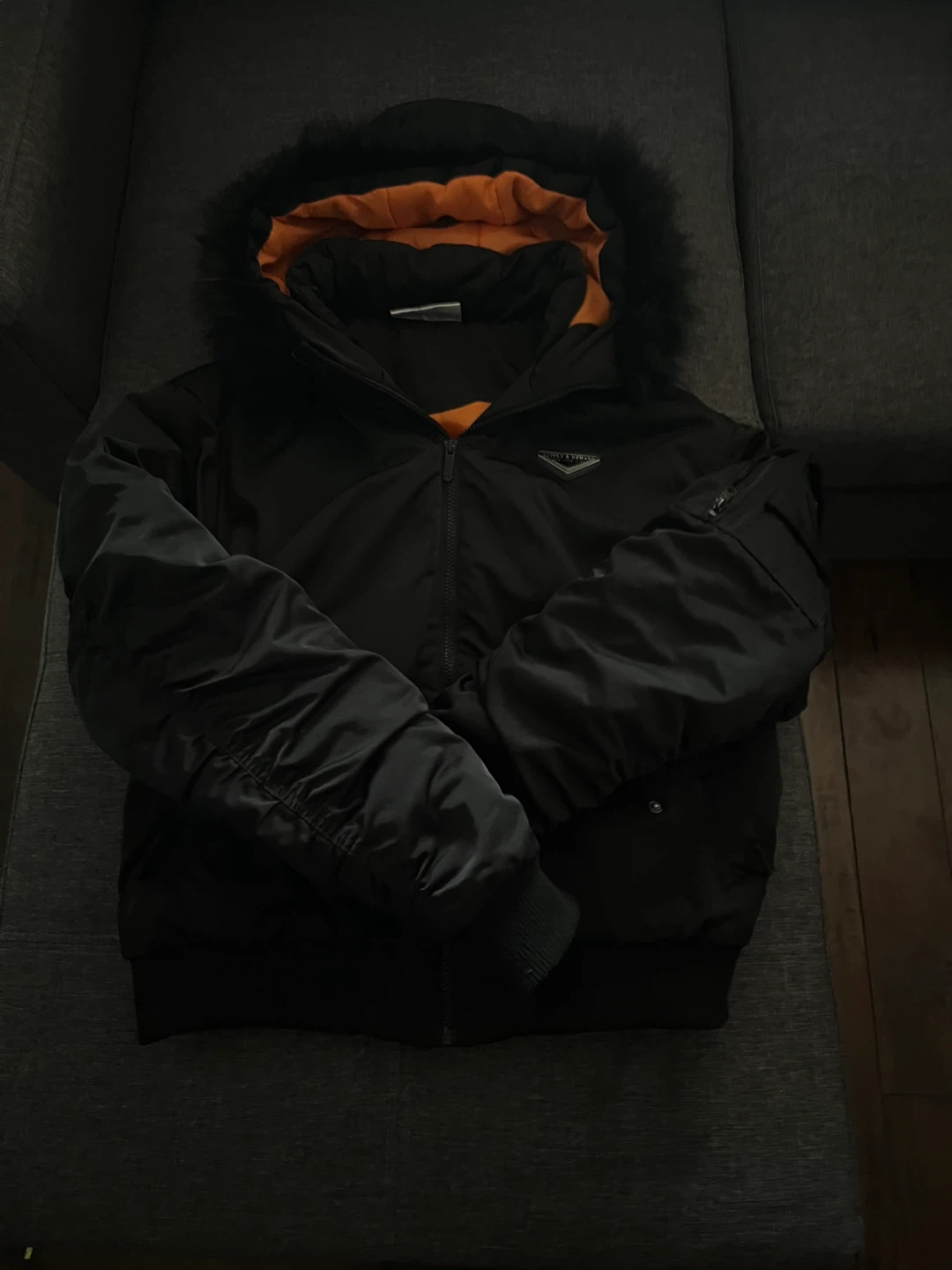Supply & Demand Black Bomber Jacket with Orange Lining - photo 2