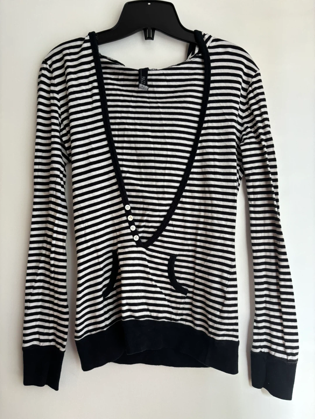 Black and White Striped Hoodie