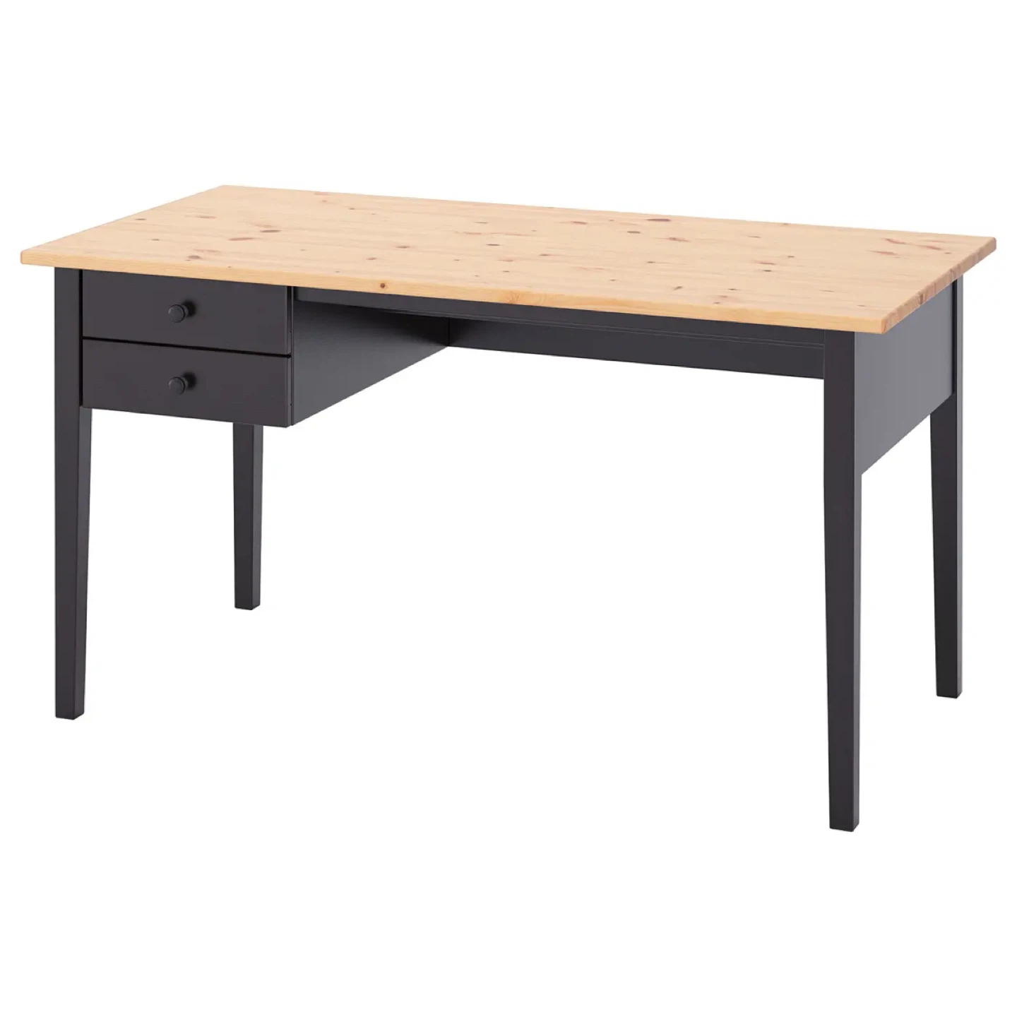 Pine and Black Desk with Drawers - photo 2