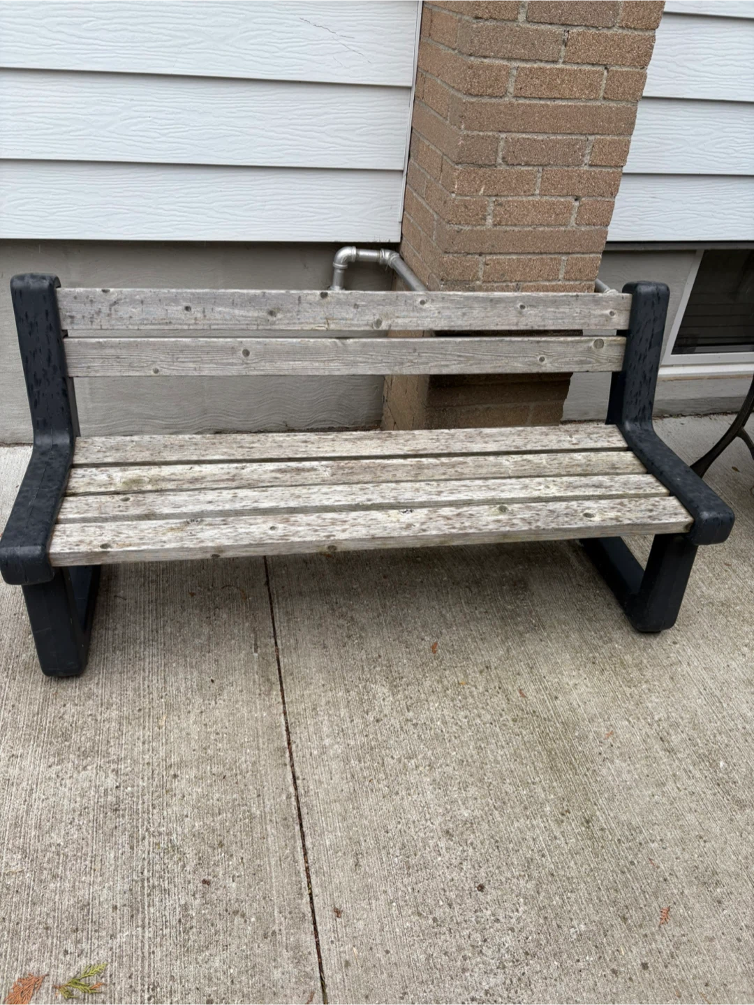 Wooden Park Bench with Black Metal Legs