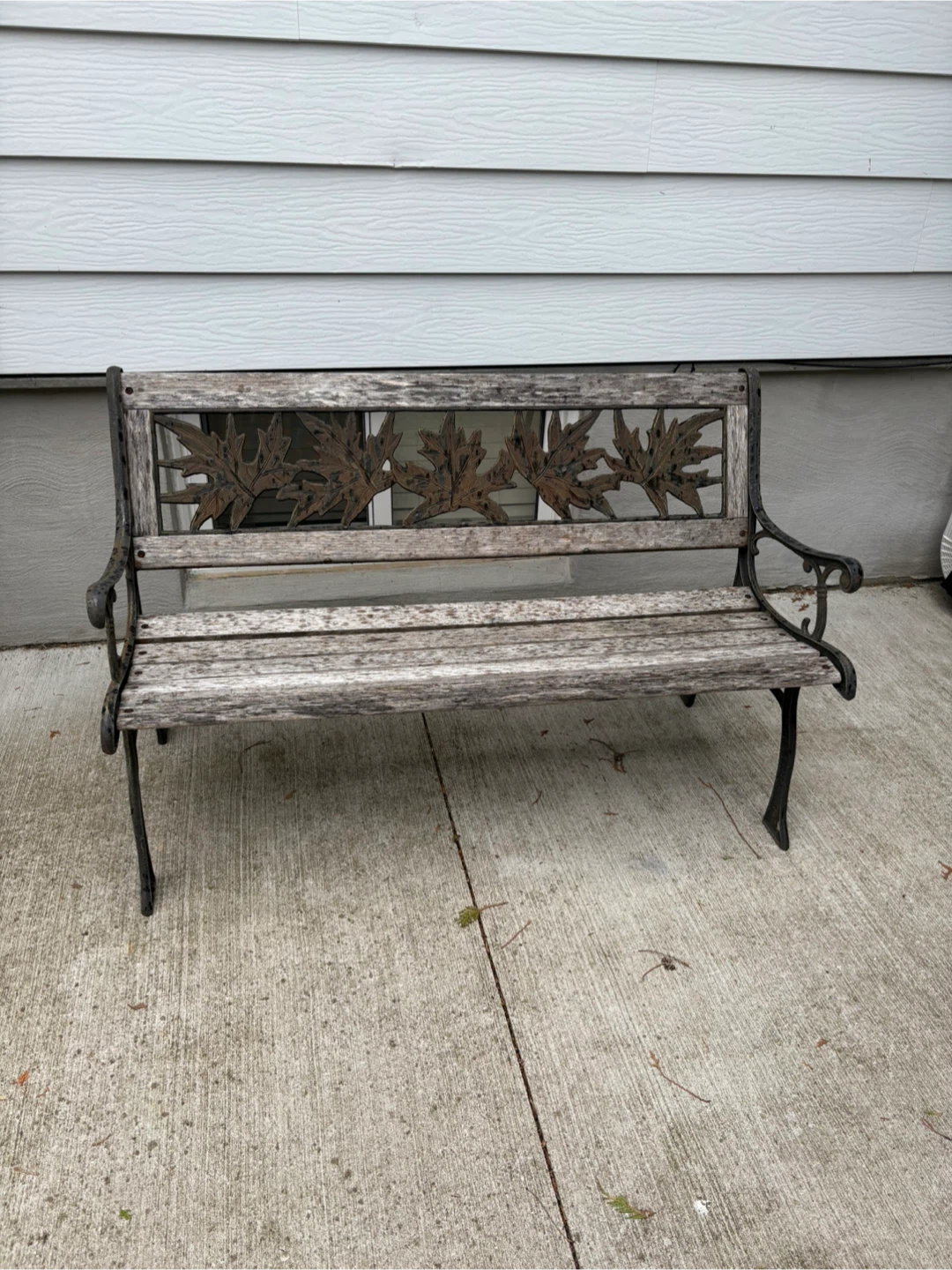 Outdoor Bench with Leaf Design