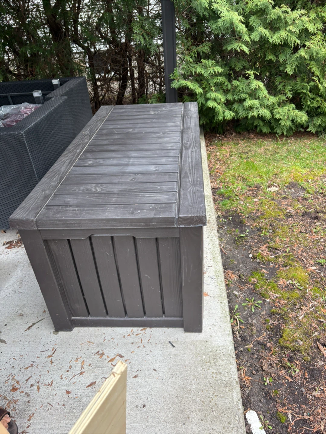 Dark Brown Outdoor Storage Box Bench