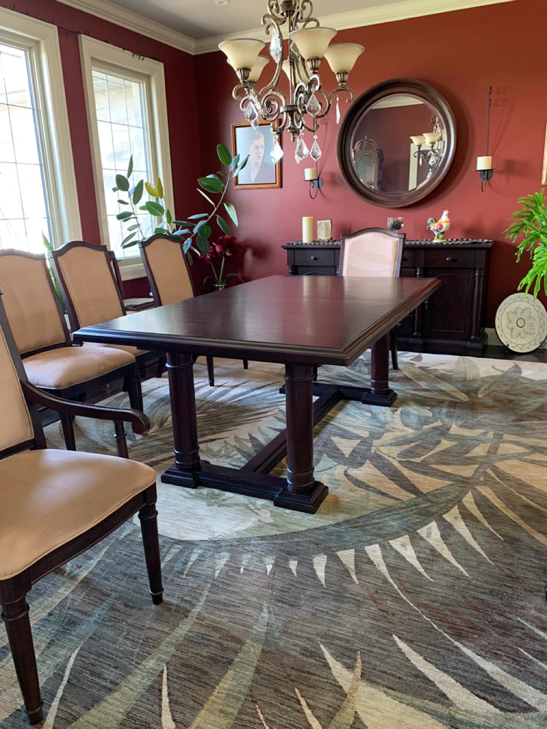 Dark wood dining room table with 8 chairs - photo 3