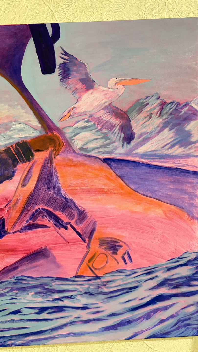 Original Oil Painting - Surreal dreamlike driving among Wildlife - photo 4