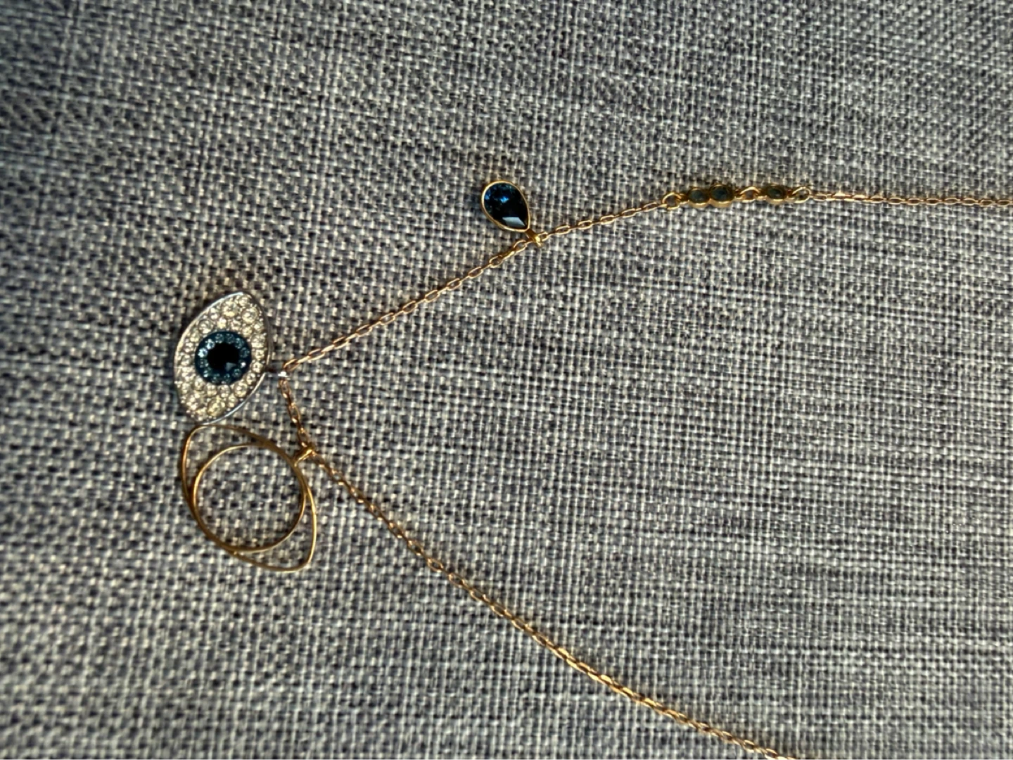 Evil Eye Necklace with Blue Gemstones - photo 3