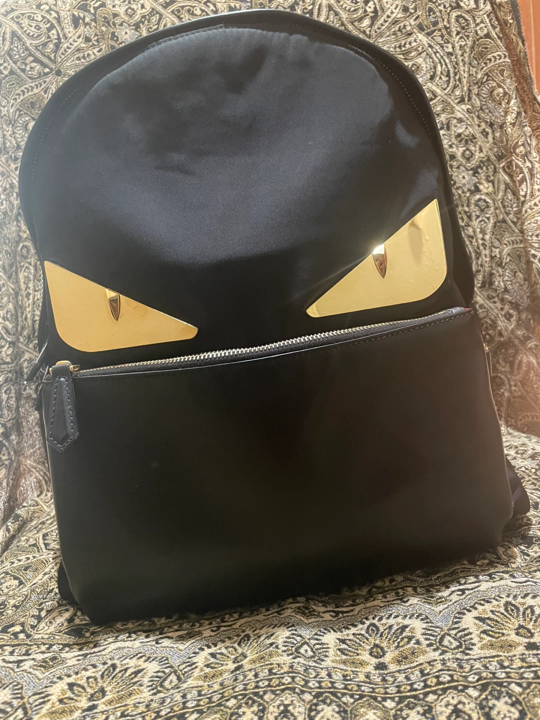 Fendi Monster Eyes Black Nylon Backpack