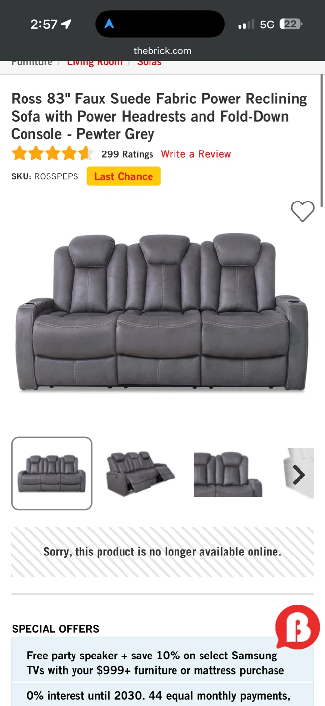 Dark Grey Reclining Loveseat with Console - photo 3