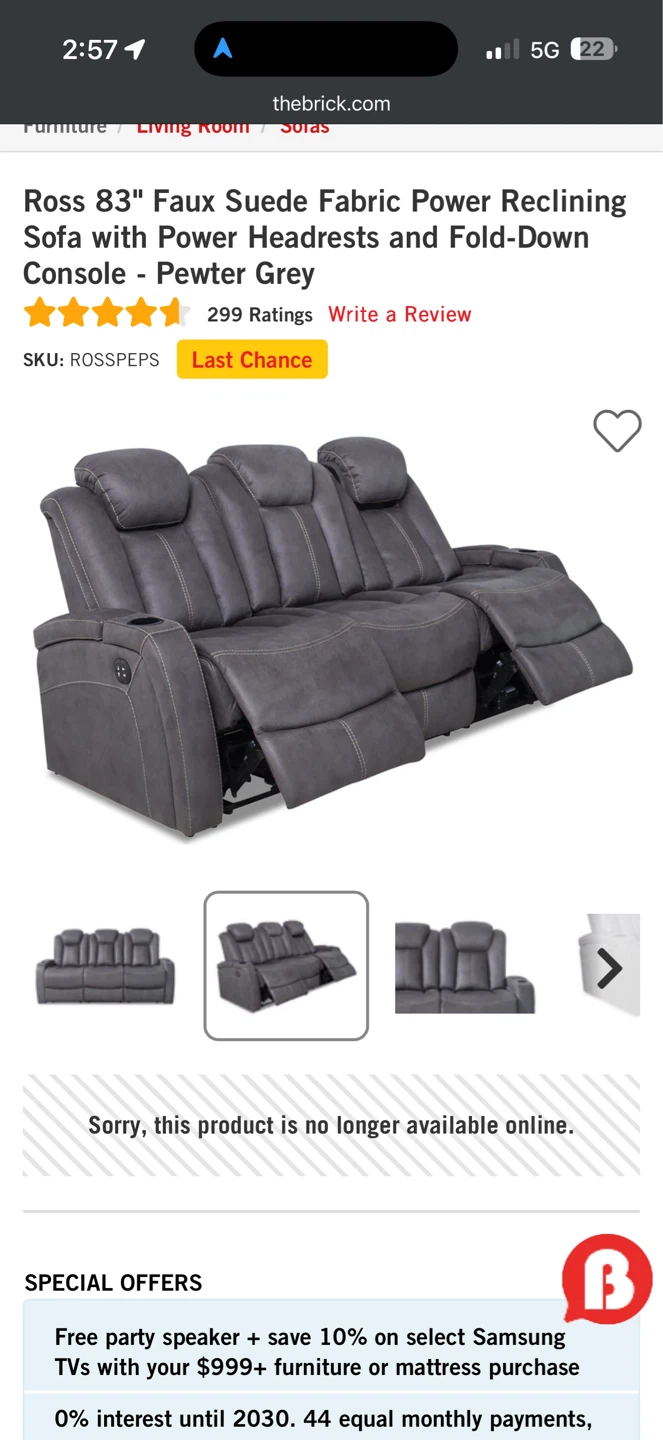 Dark Grey Reclining Loveseat with Console - photo 2