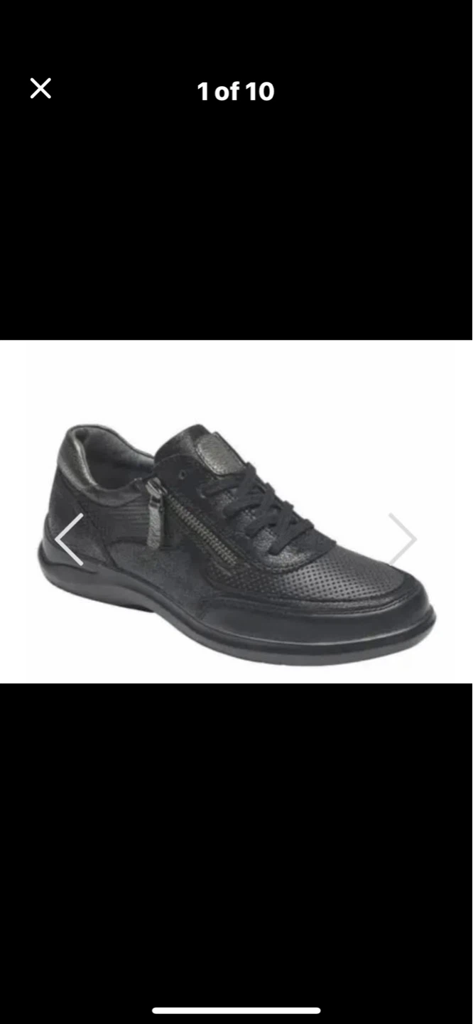 Woman’s Black Leather Lace & Zipper Sneaker