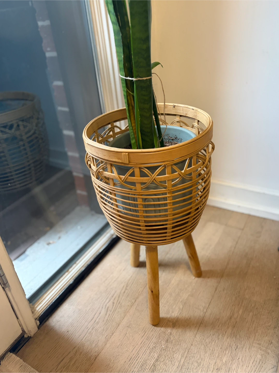 Woven Rattan Plant Stand with Legs