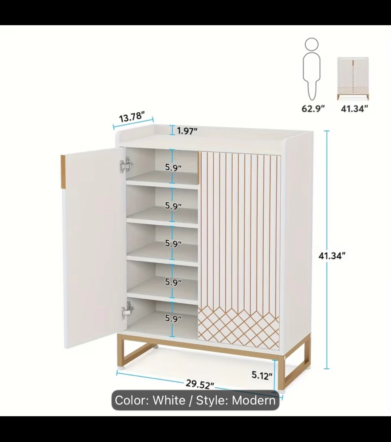 Modern White Shoe Cabinet with Doors - photo 4