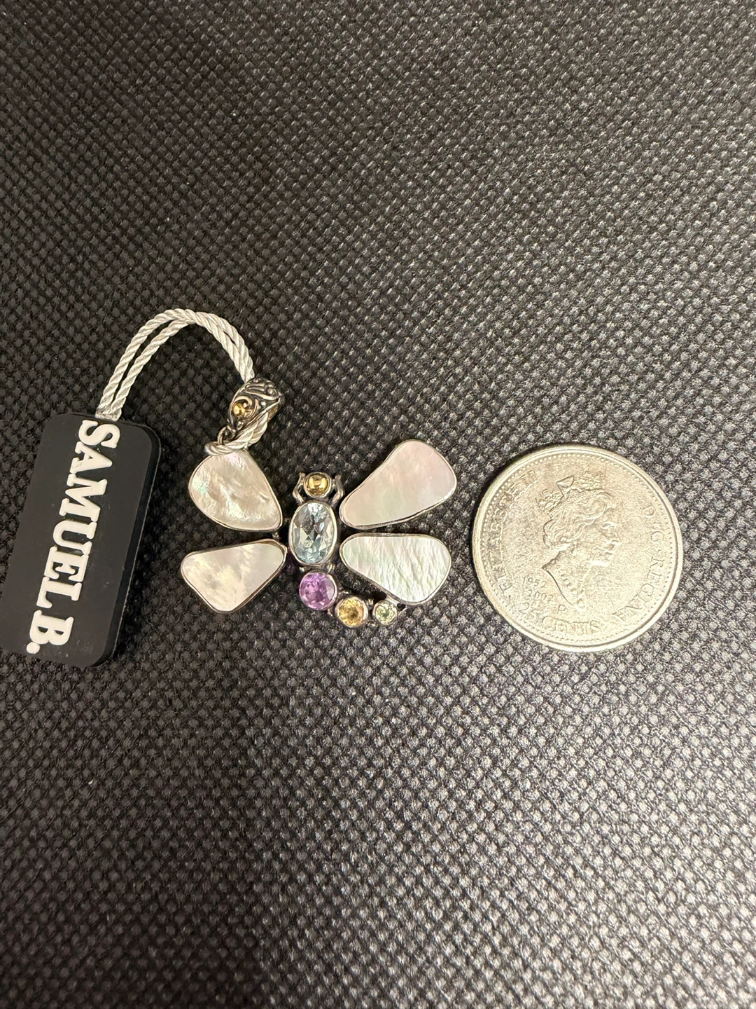 Samuel B. Butterfly Sterling silver 925 Pendant  Gemstones - photo 2