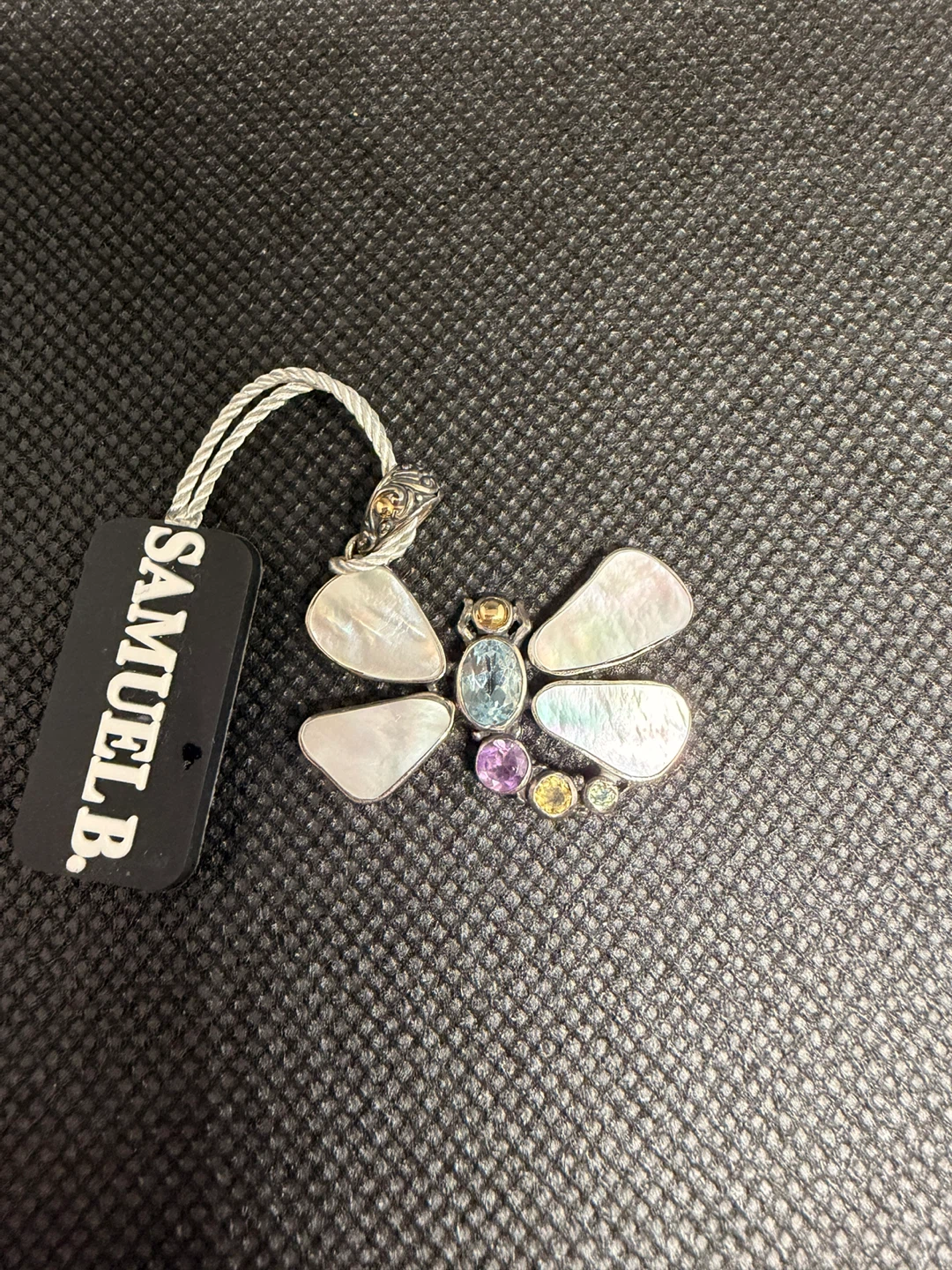Samuel B. Butterfly Sterling silver 925 Pendant  Gemstones