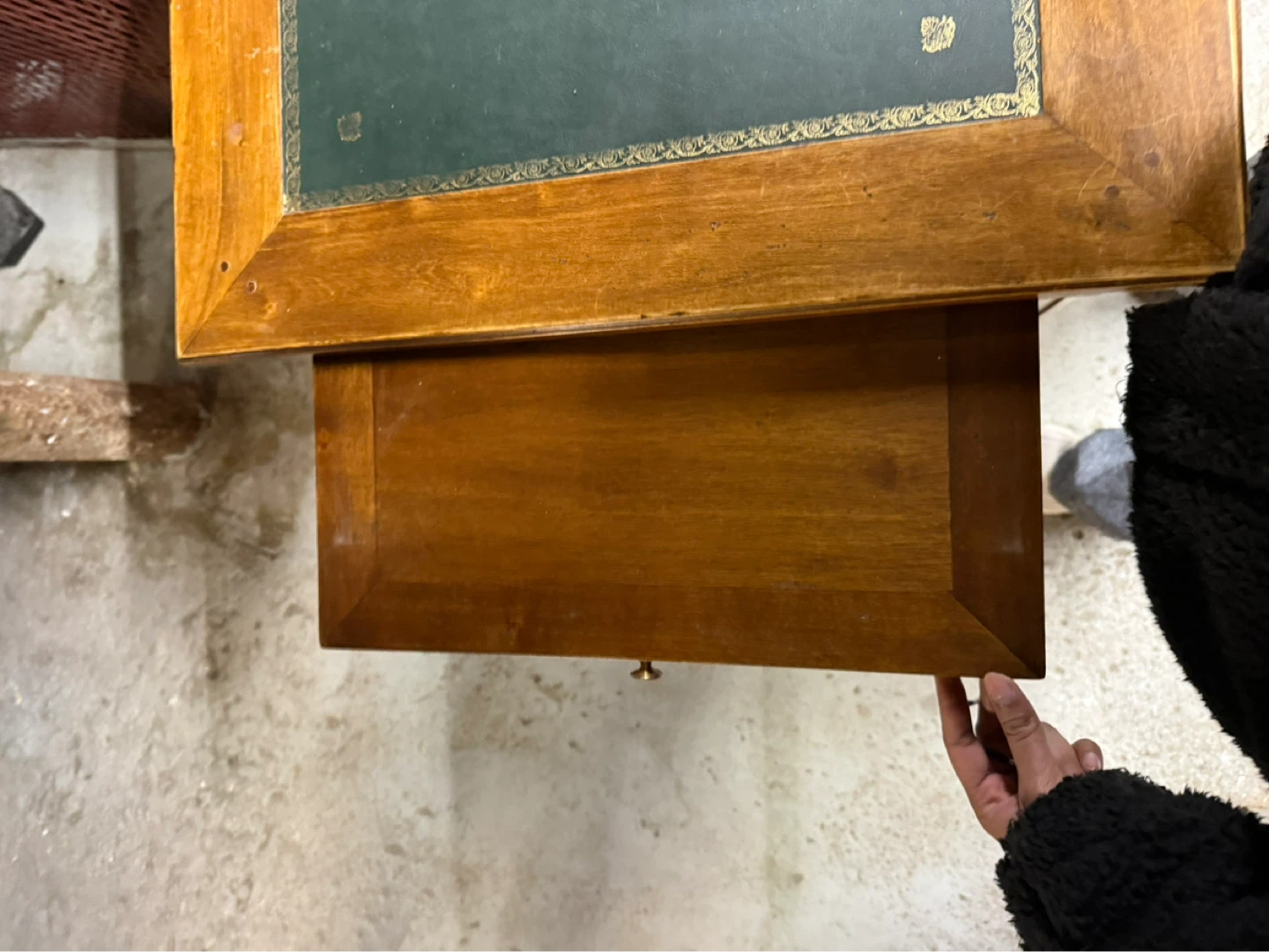 Vintage Wood Desk with Green Leather Top - photo 4
