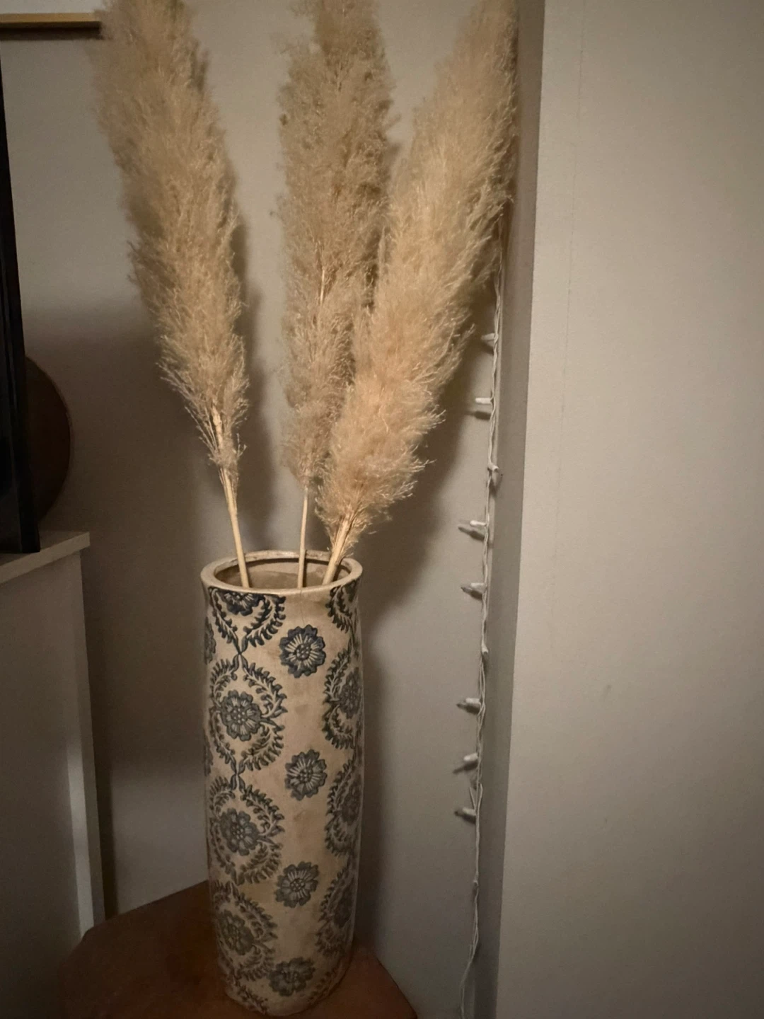 Tall Decorative Vase with Pampas Grass