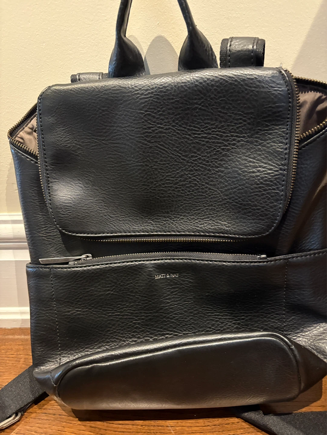 Matt & Nat Black Faux Leather Backpack