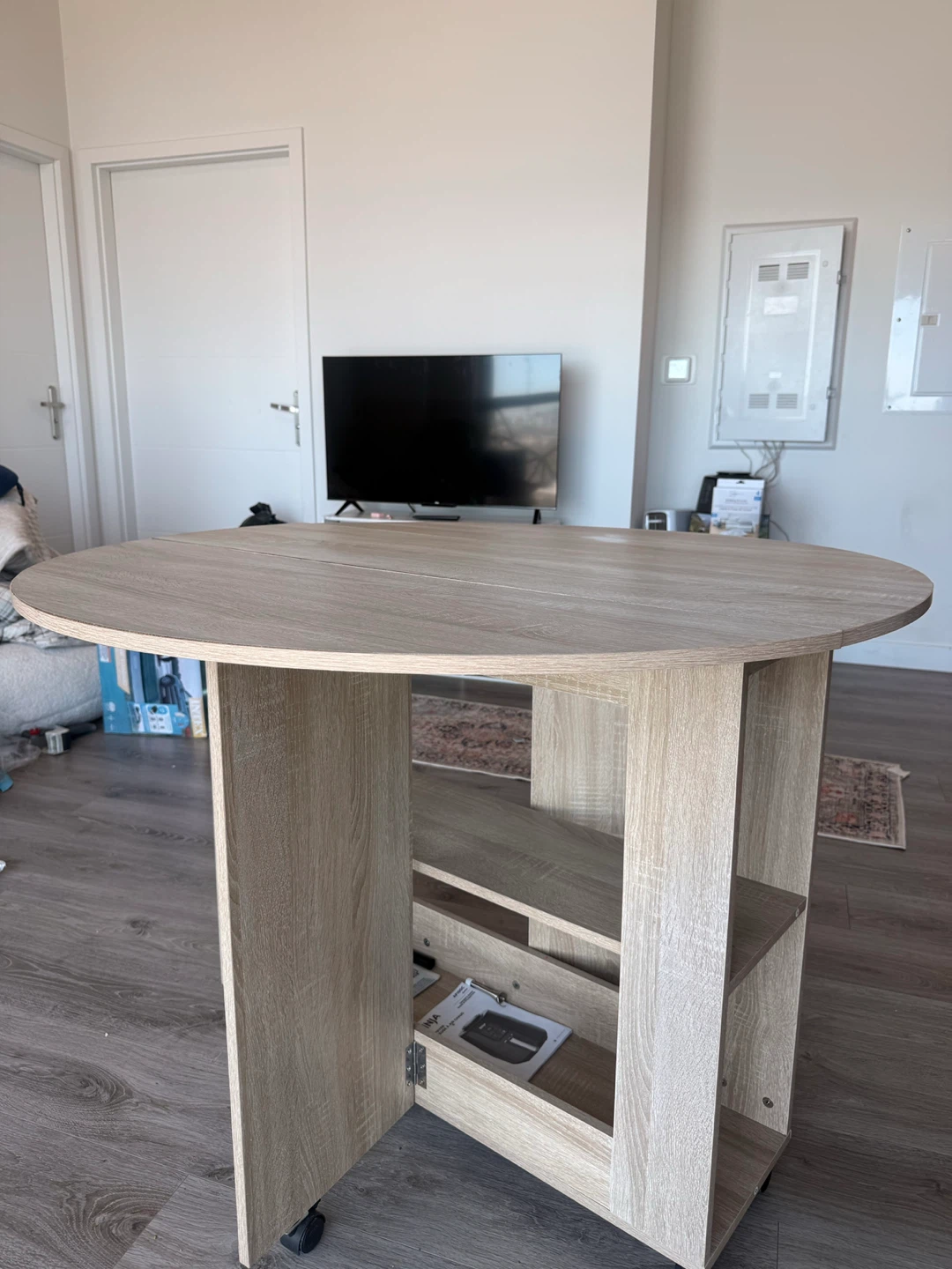 Round Drop Leaf Table with Shelving - photo 2