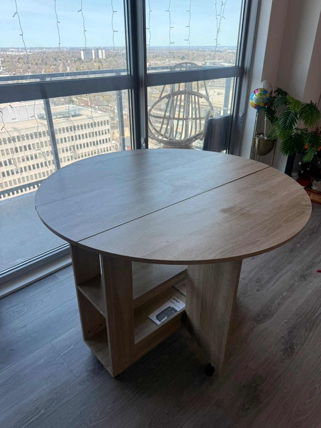 Round Drop Leaf Table with Shelving - photo 5