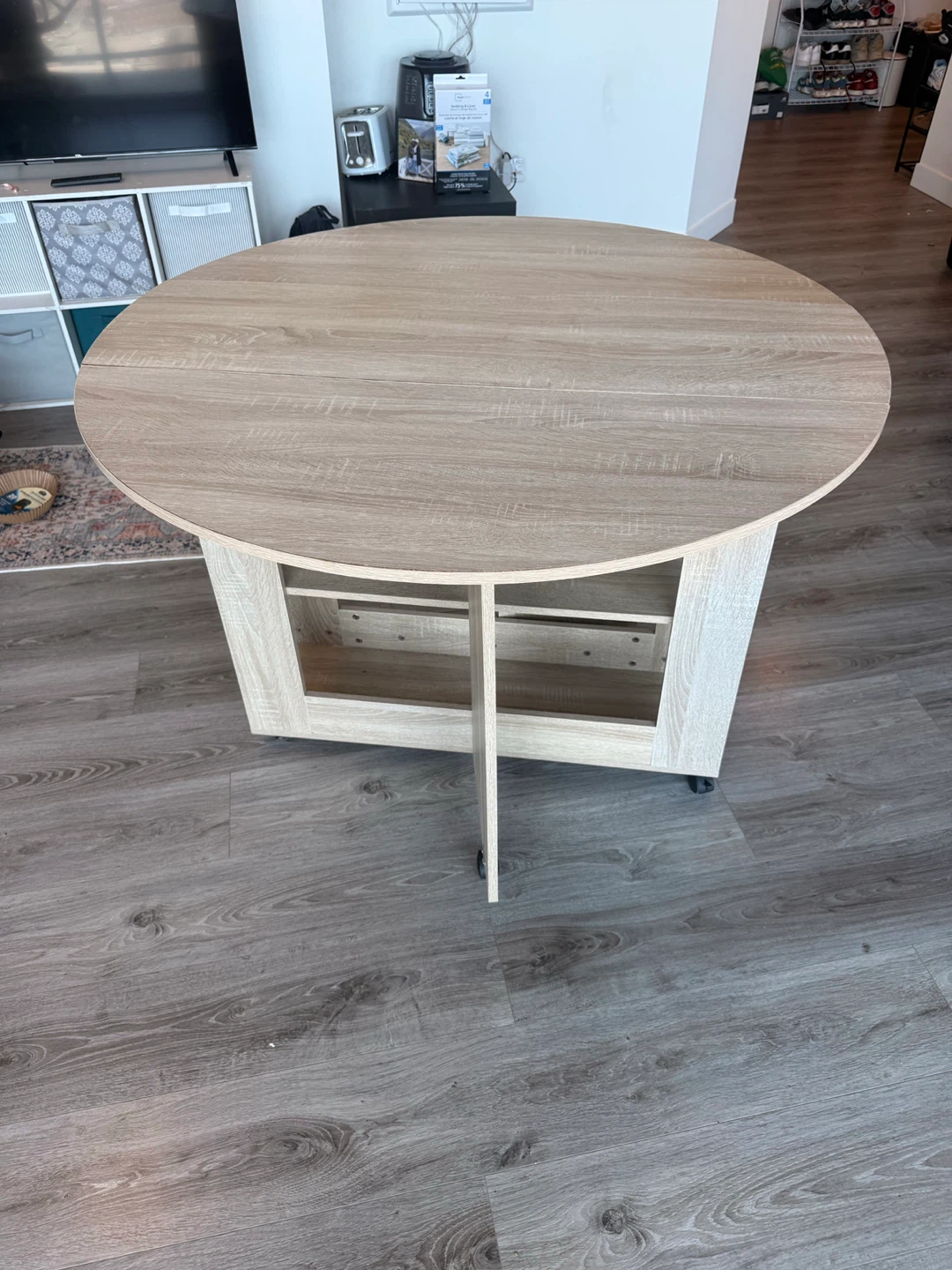 Round Drop Leaf Table with Shelving - photo 4