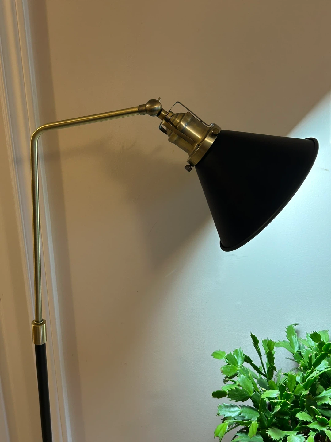 Adjustable Floor Lamp - Black with Brass Accents - photo 2