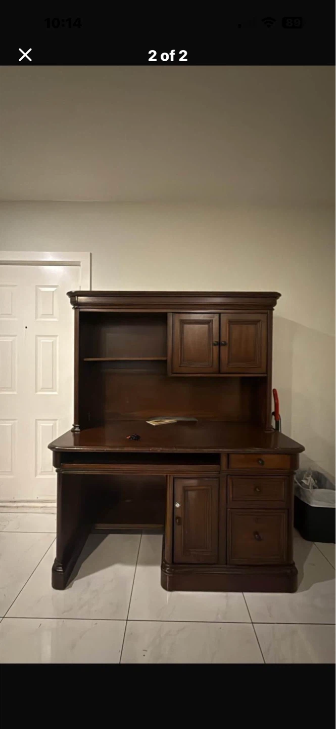 Dark Wood Executive Desk with Hutch