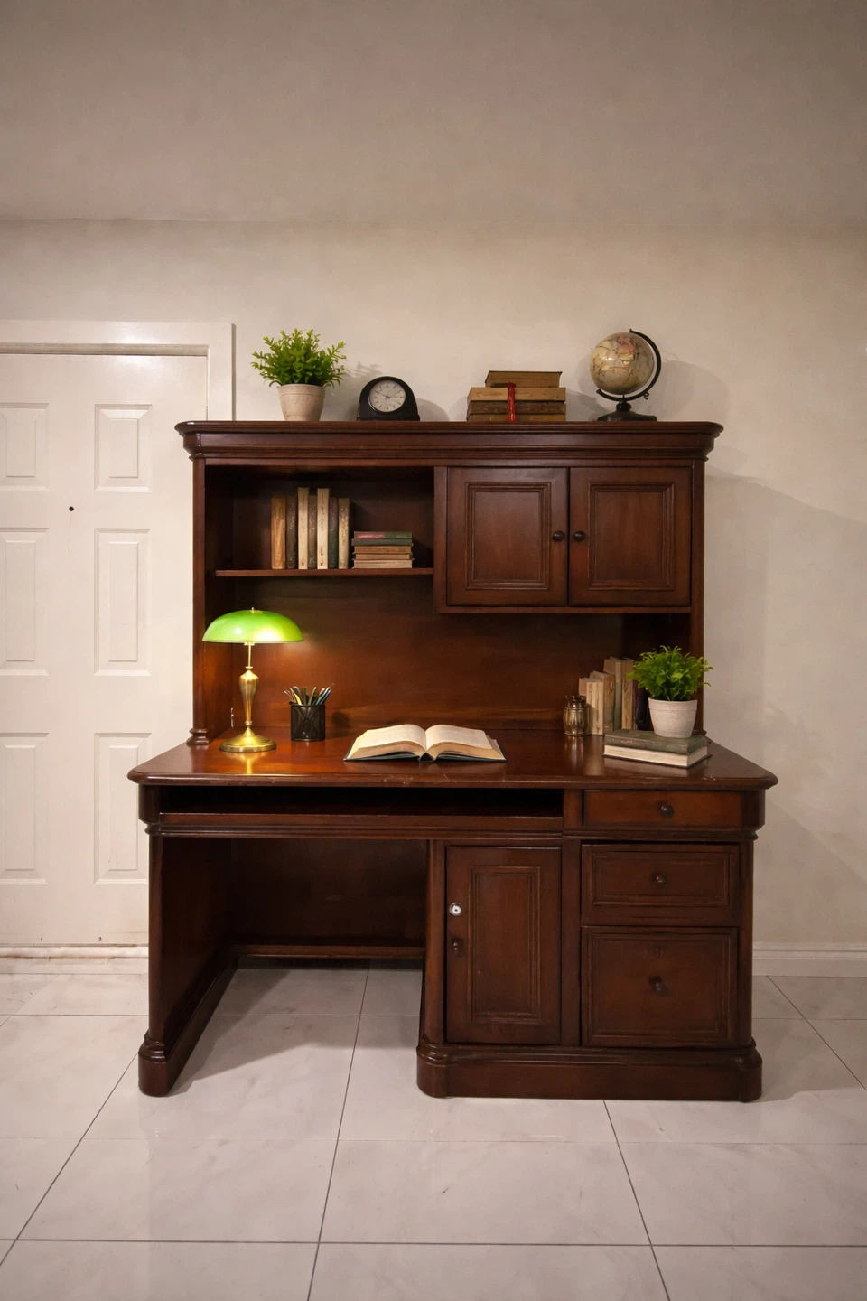 Dark Wood Executive Desk with Hutch - photo 2
