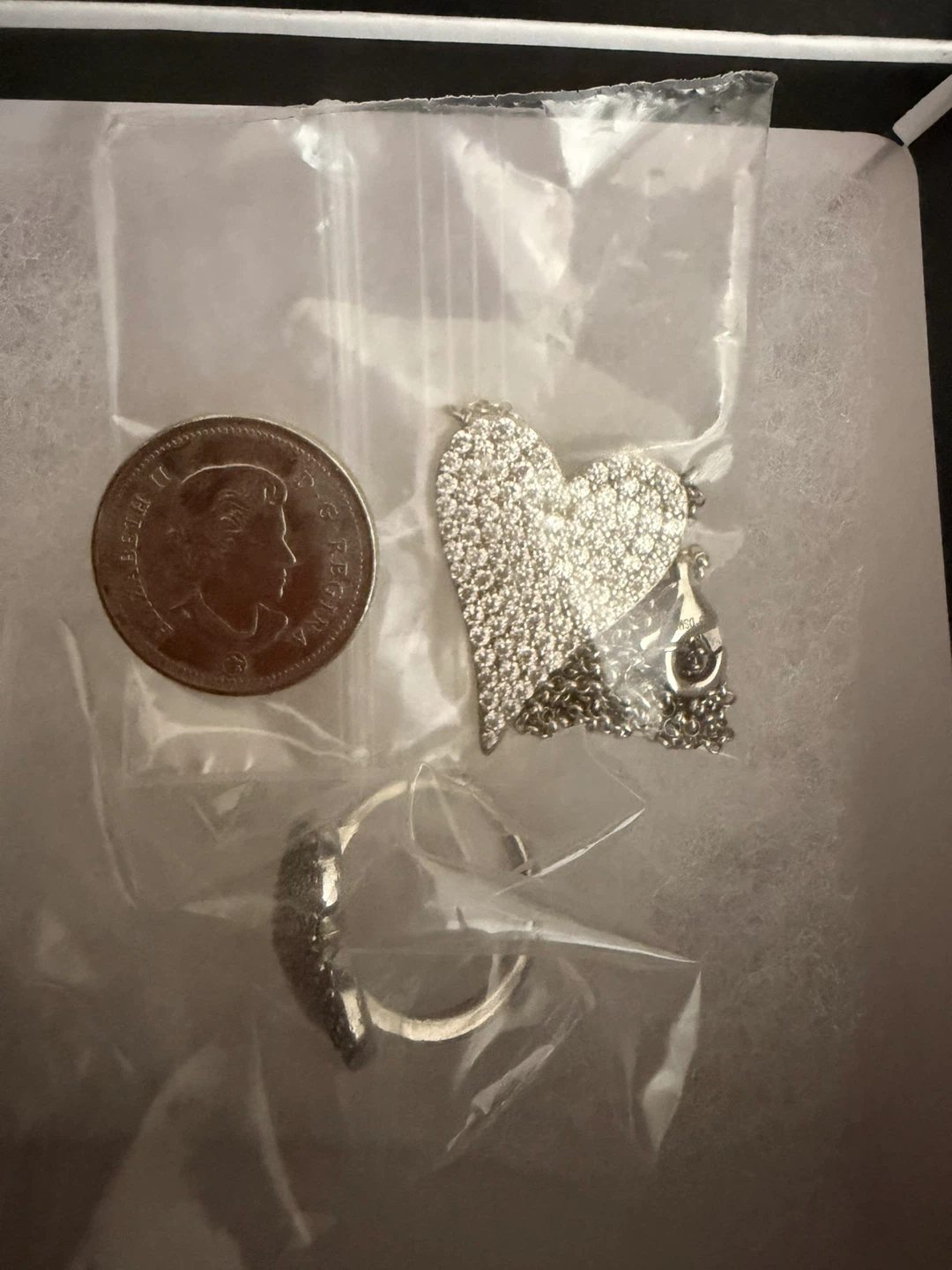 Sterling silver 925 Heart Necklace and Ring size 6Set - photo 2