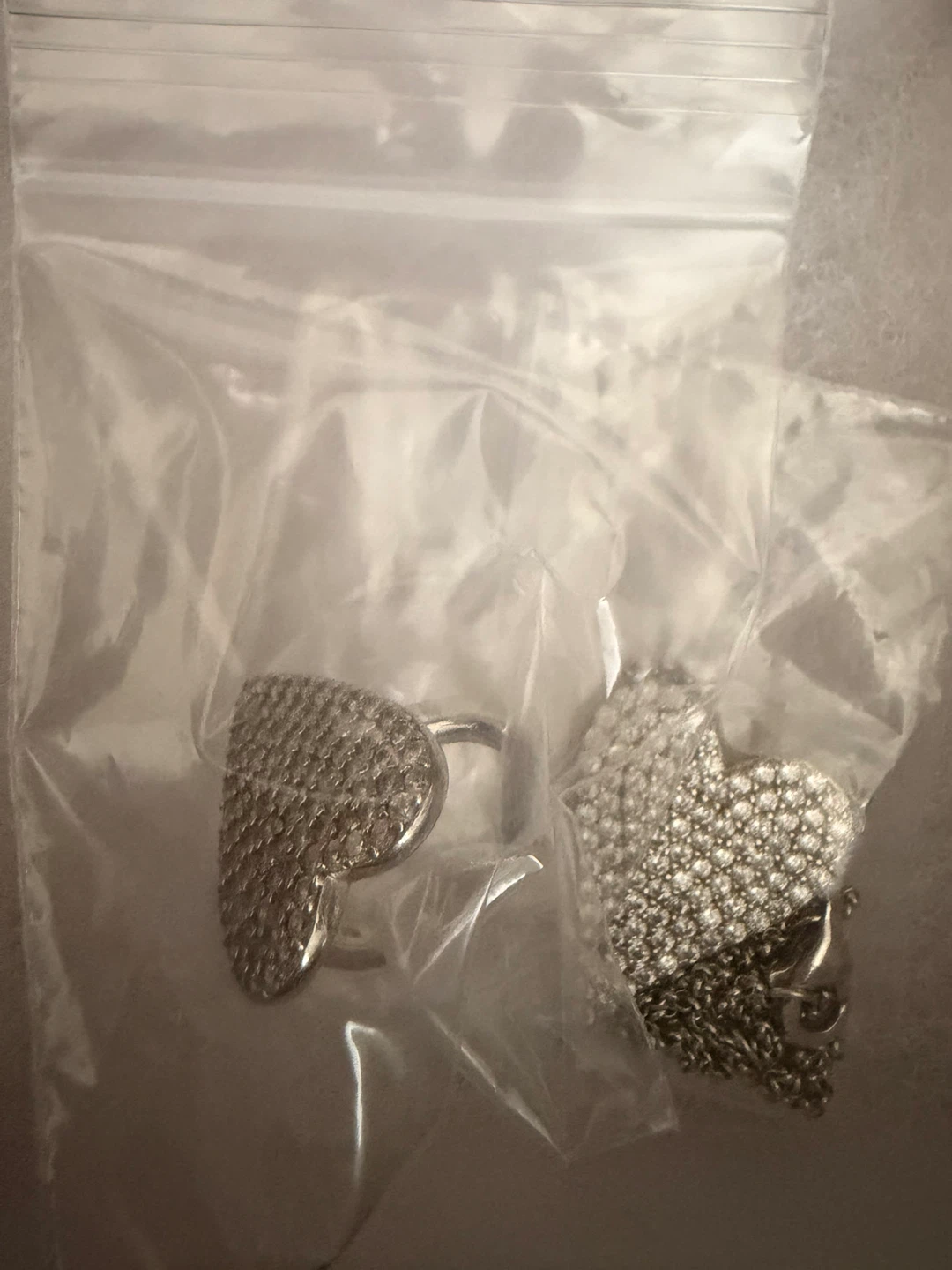 Sterling silver 925 Heart Necklace and Ring size 6Set