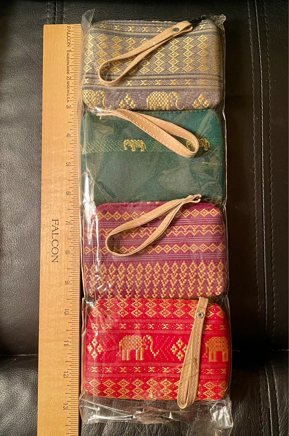 NEW Set of 4 Elephant Print Coin Purses with Wrist Straps - photo 2