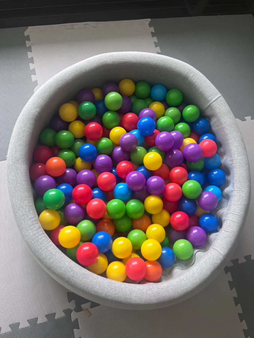 Soft Gray Ball Pit with all the balls