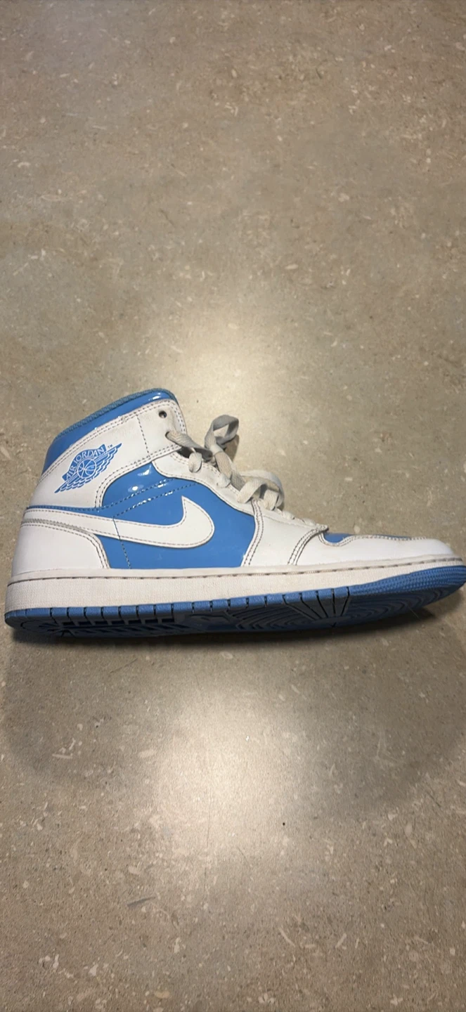 Air Jordan 1 Mid Light Blue White Sneakers