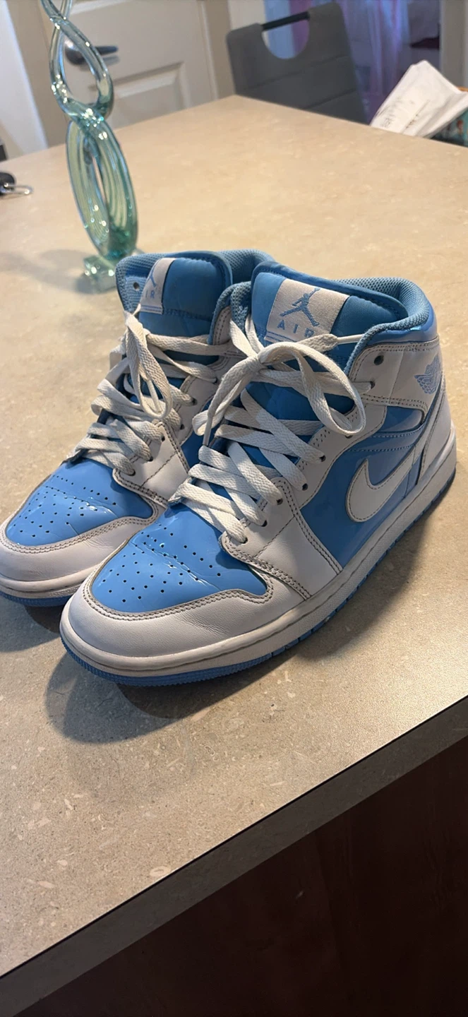 Air Jordan 1 Mid Light Blue White Sneakers - photo 2